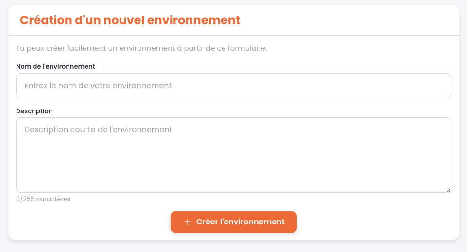 Création d'un environnement